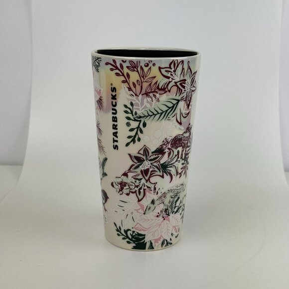 Starbucks Ceramic Winter Holiday Tumbler 12 Oz With Lid Enchanted Forest 2022 - Picture 1 of 13